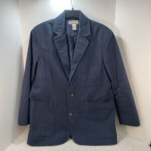 Duluth Trading Co. Mens L Cotton Blazer Jacket Coat Two Button Navy Blue